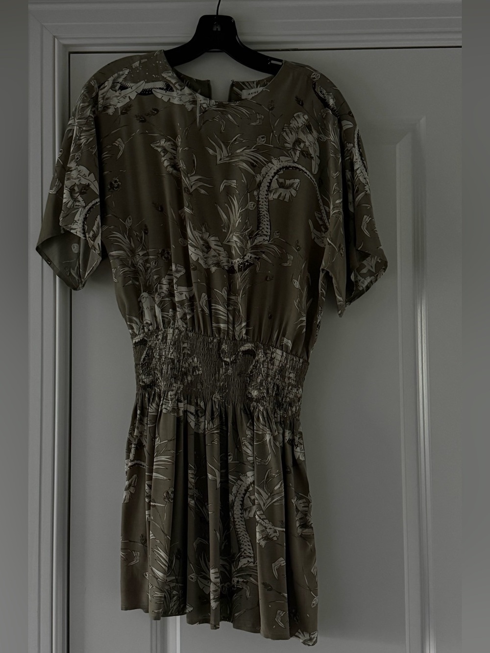 Anine Bing Olive Green Floral Print Top
